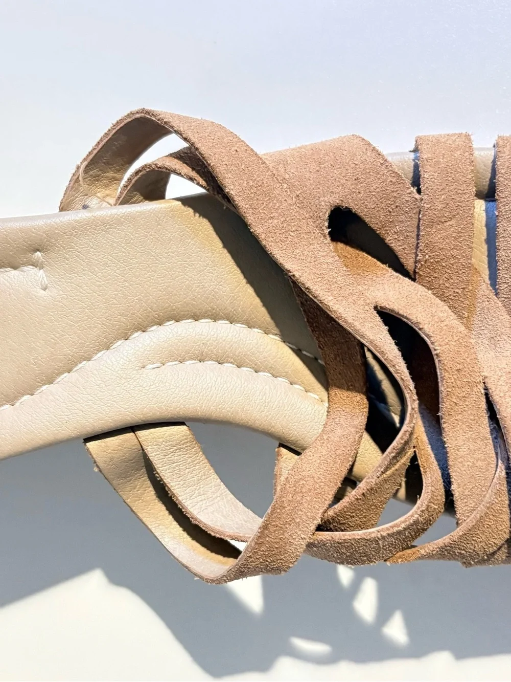 Donald J. Pliner Taupe Suede Cork Platform Sandals